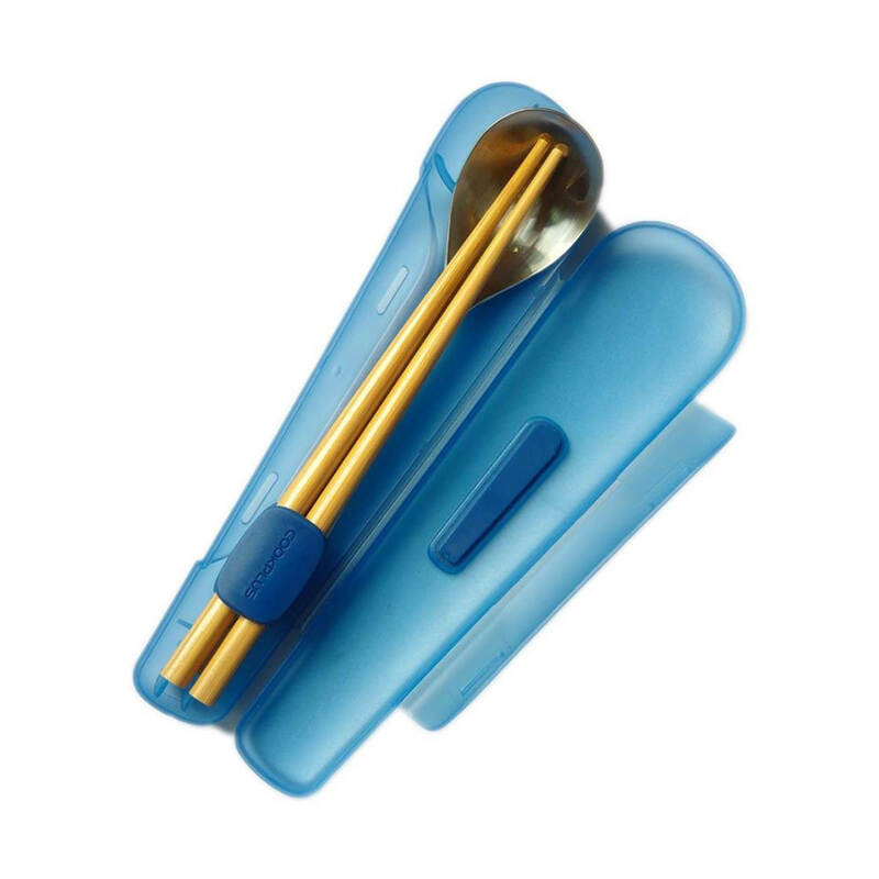 Bộ Đũa Tre V&agrave; Muỗng Bằng Th&eacute;p Kh&ocirc;ng Gỉ LocknLock 195x51x30mm - 2 M&agrave;u (Xanh Dương, Hồng) - HPL103 image number null